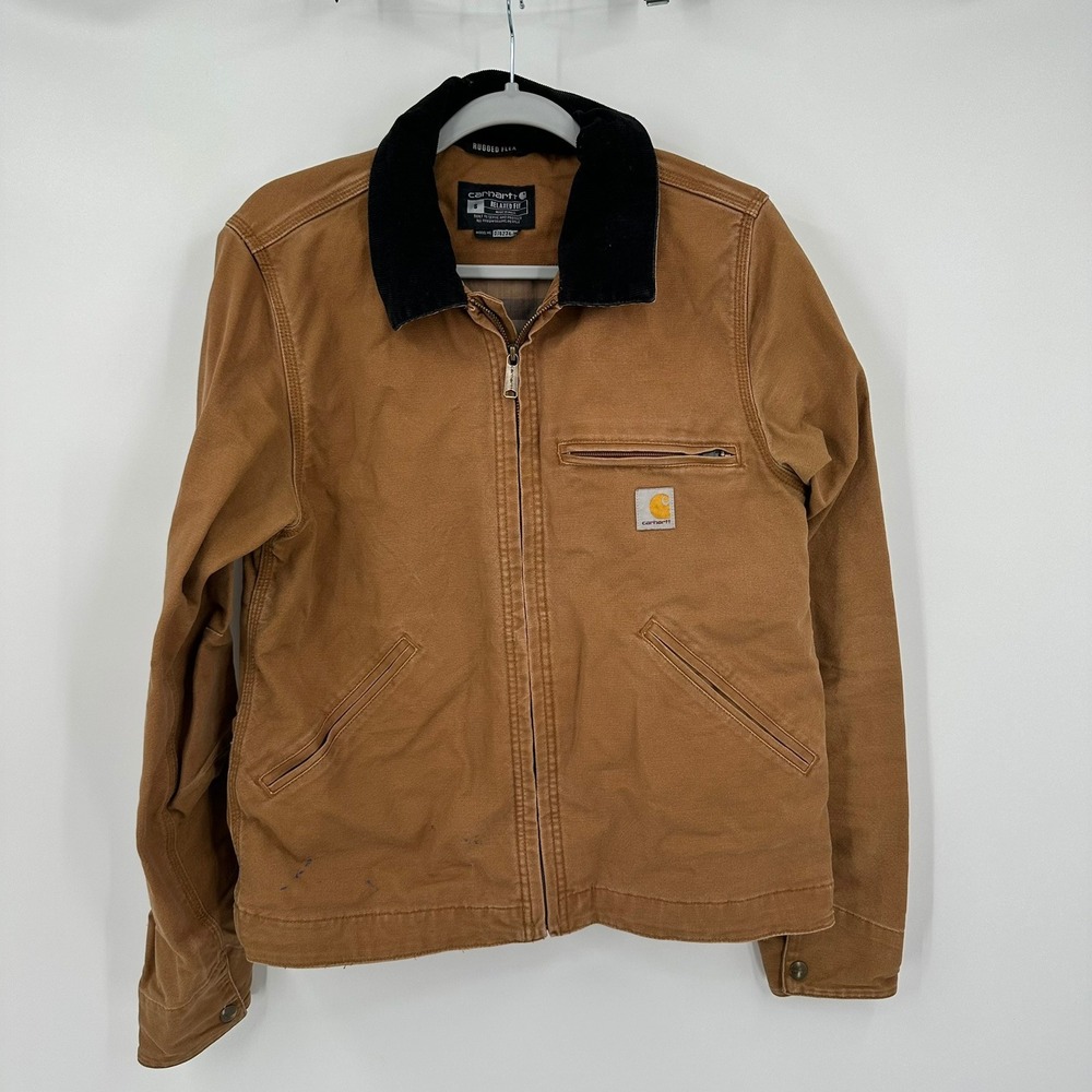 Carhartt Mens Brown Full Zip Lined Detroit Jacket Relaxed Fit OJ6234-M Size S